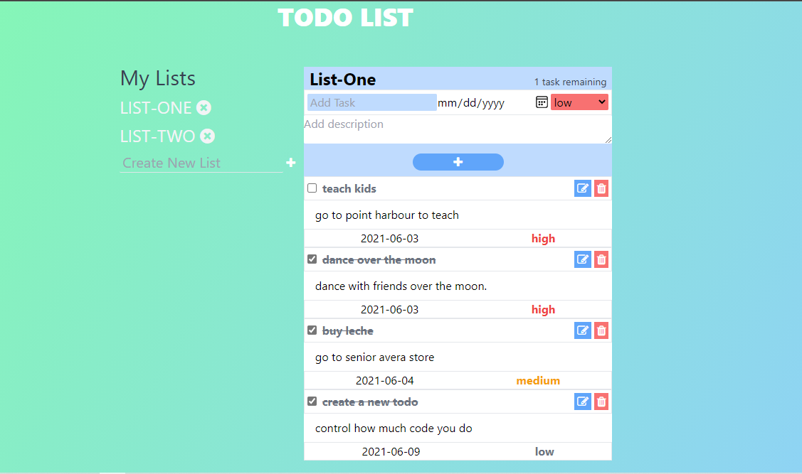 todo list